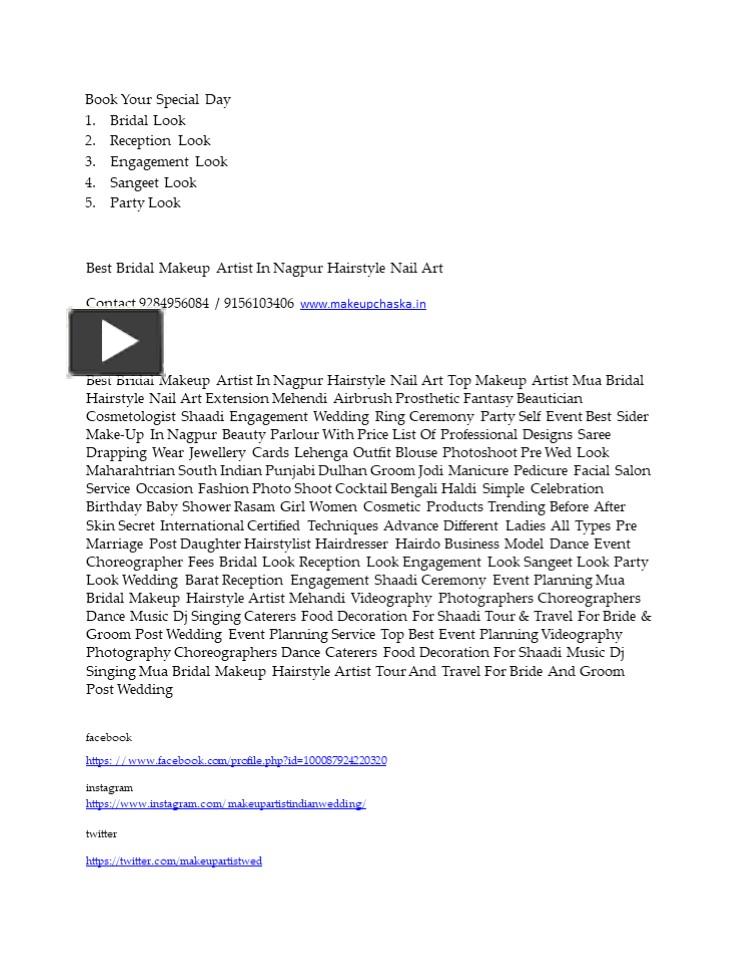 PPT Best Bridal Makeup Artist In Nagpur Hairstyle Nail Art PowerPoint