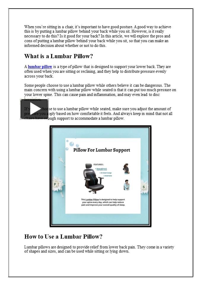 PPT How to Put a Lumbar Pillow Behind Your Back While Sitting