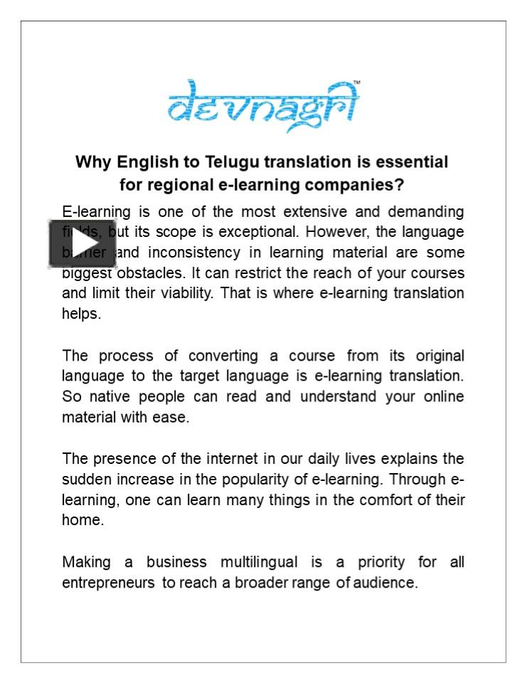 PPT Why English to Telugu translation is essential for regional e