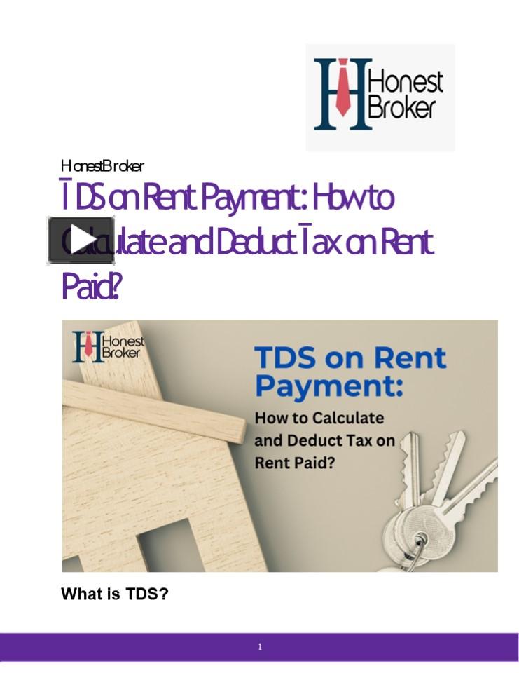 PPT TDS on Rent Payment How to Calculate and Deduct Tax on Rent Paid