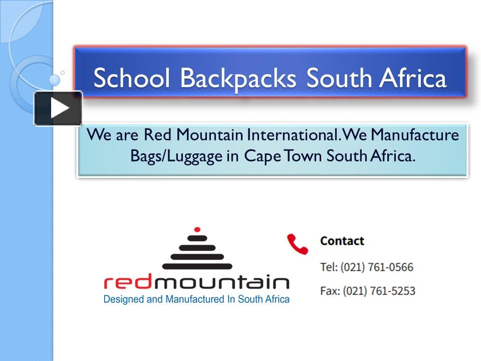 PPT School Backpacks South Africa PowerPoint presentation free to