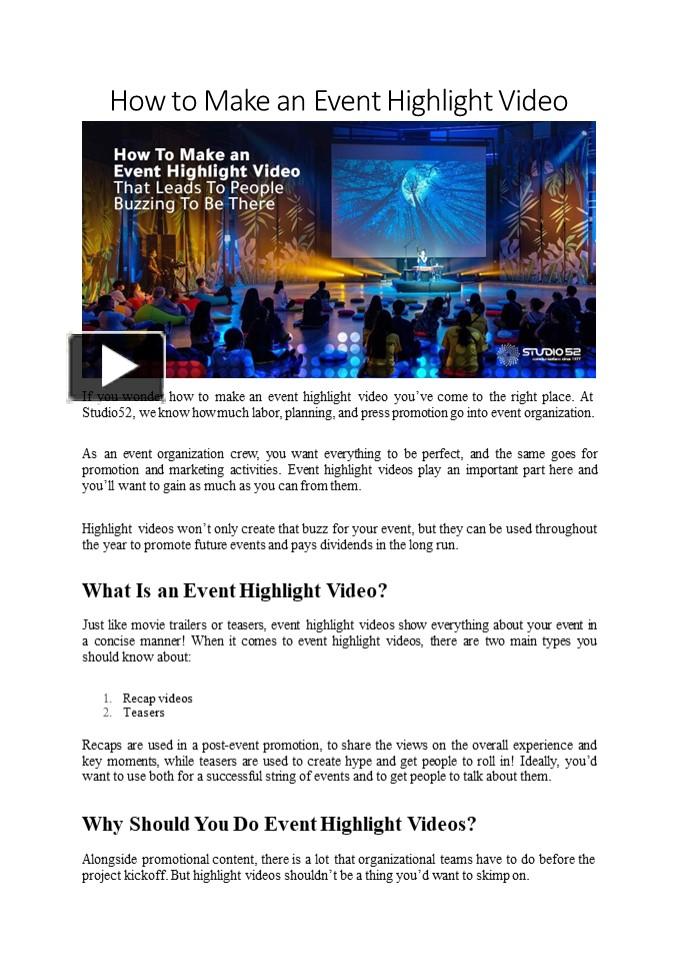 PPT How to Make an Event Highlight Video PowerPoint presentation