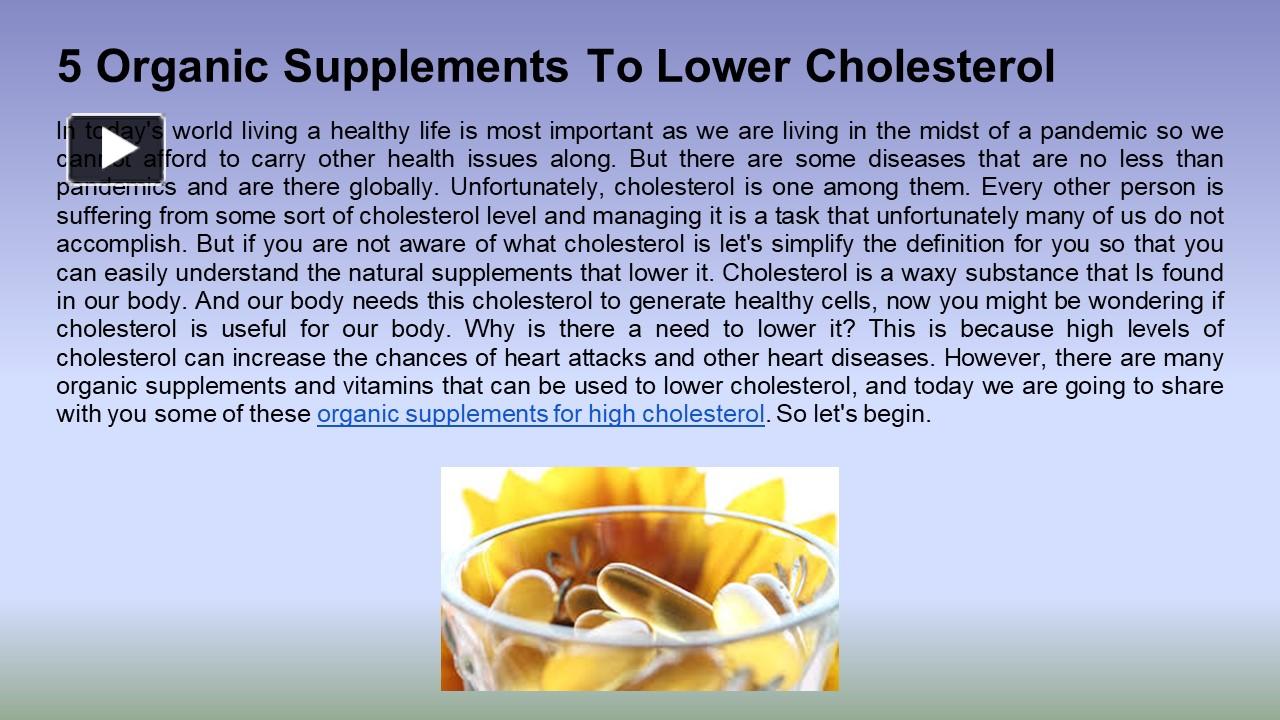 PPT 5 Organic Supplements To Lower Cholesterol PowerPoint