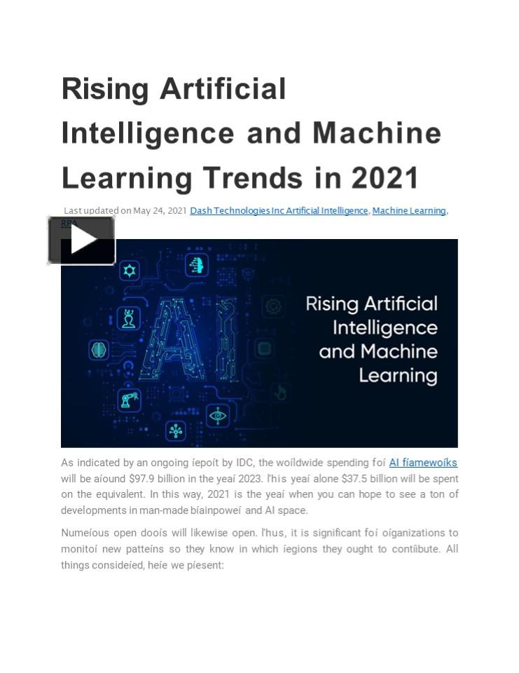 Rising Artificial Intelligence and Machine Learning Trends in 2021 ...
