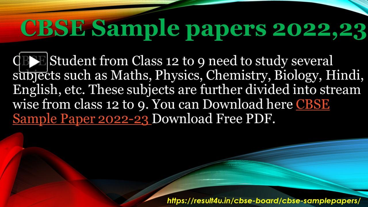 PPT CBSE sample papers 202223 PowerPoint presentation free to