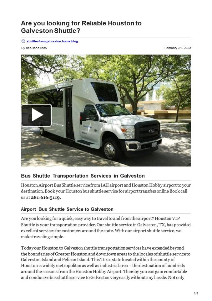 PPT Bus Shuttle Service To Galveston Houston to Galveston Shuttle