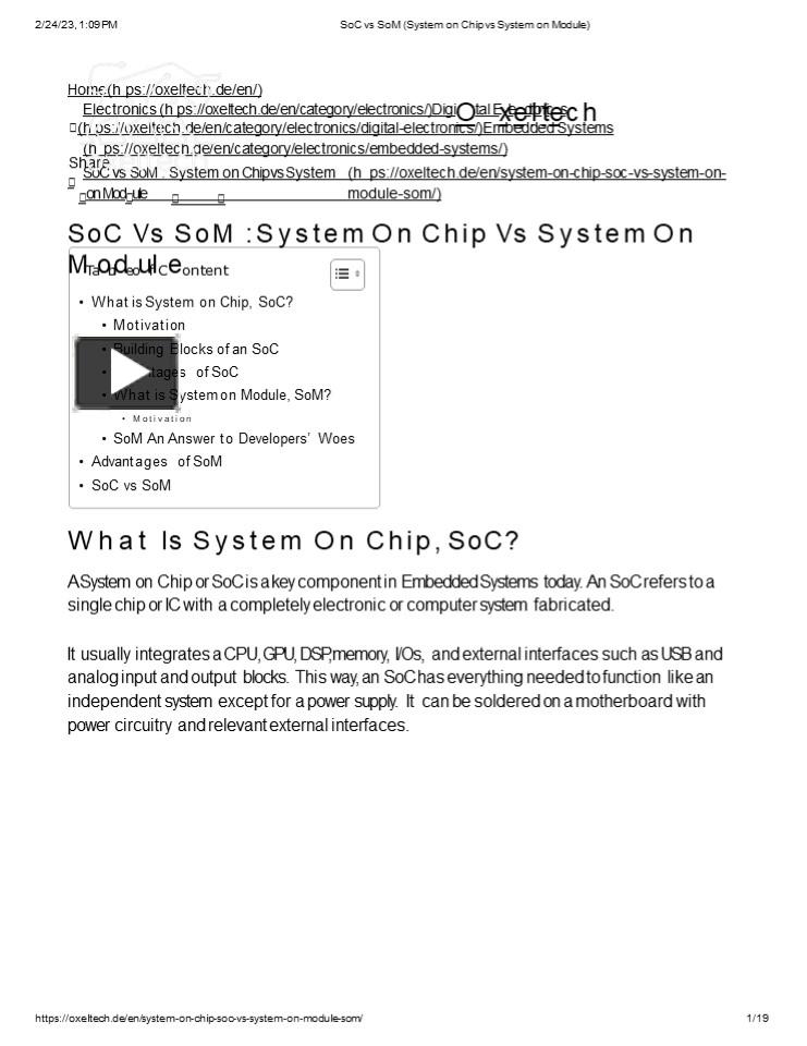 PPT SoC Vs SoM System On Chip Vs System On Module PowerPoint