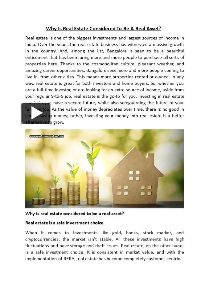 PPT Why Is Real Estate Considered To Be A Real Asset? PowerPoint presentation free to
