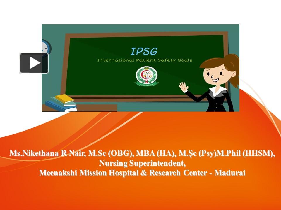 PPT International Patient Safety Goals PowerPoint presentation free