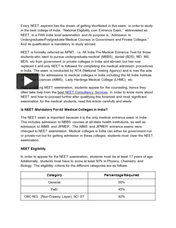 PPT All You Need To Know About The NEET Examination By The NEET PG