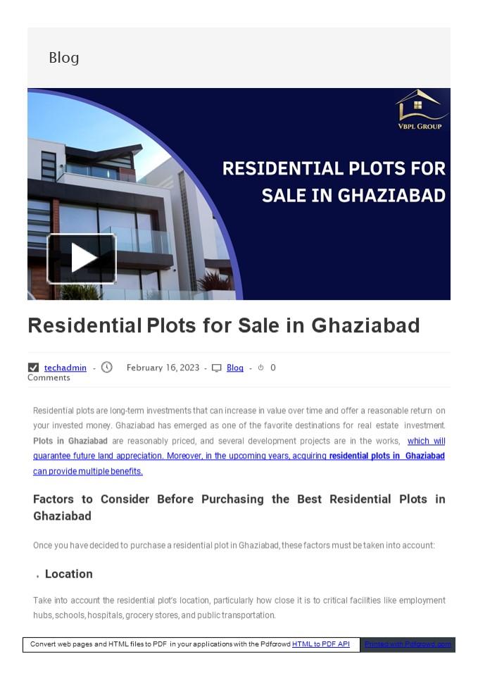 PPT Residential Plots for Sale in Ghaziabad PowerPoint presentation