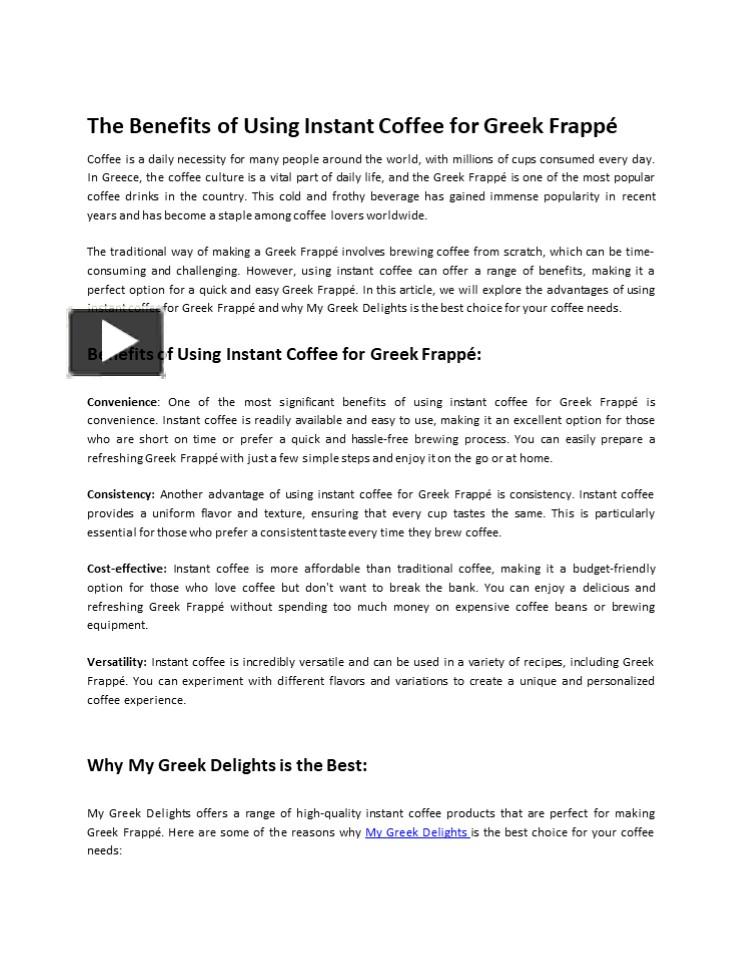 PPT The Benefits of Using Instant Coffee for Greek Frappé PowerPoint
