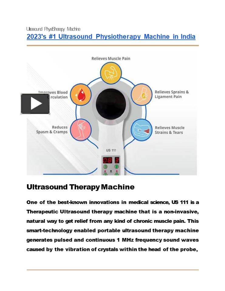PPT 2023's 1 Ultrasound Physiotherapy Machine in India UltraCare
