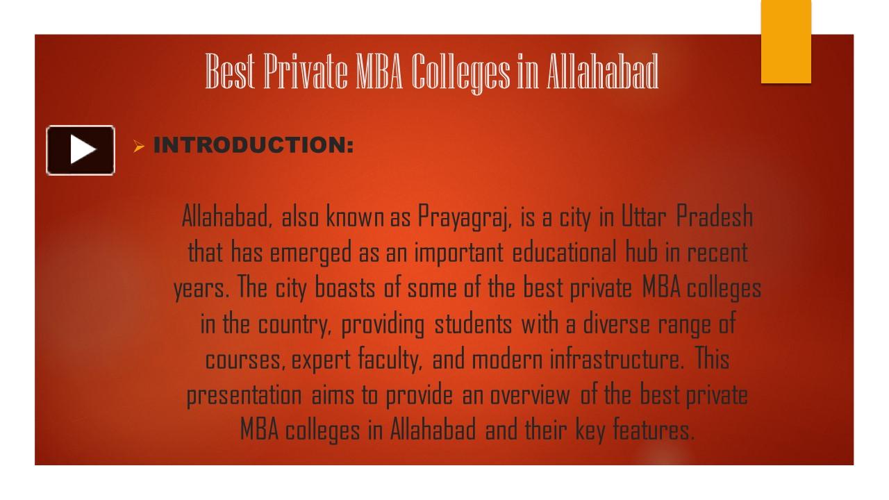 PPT Best Private MBA Colleges in Allahabad PowerPoint presentation