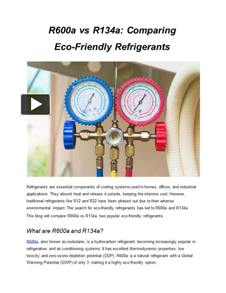 PPT R600a vs R134a Comparing EcoFriendly Refrigerants PowerPoint