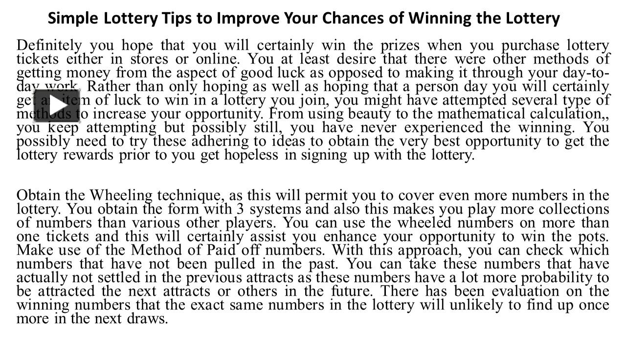 PPT Simple Lottery Tips to Improve Your Chances of Winning the