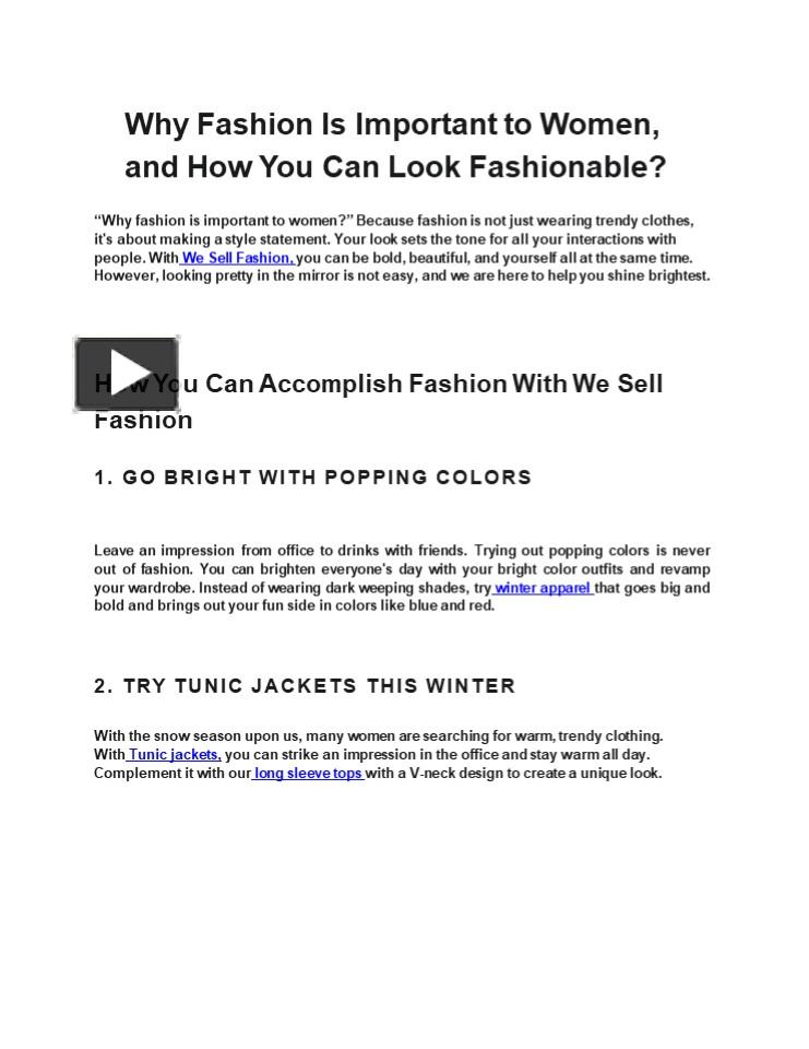 PPT Why Fashion Is Important to Women, and How You Can Look