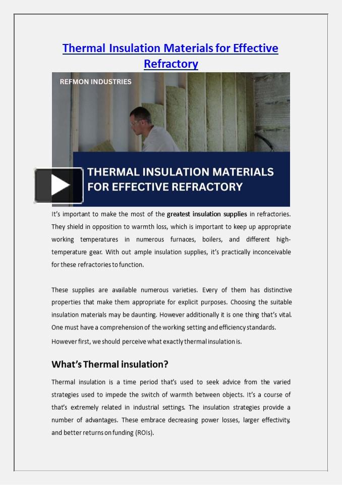 PPT Thermal Insulation Materials for Effective Refractory PowerPoint