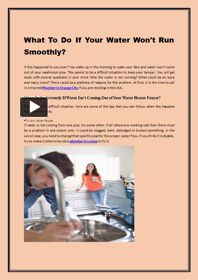 PPT What To Do If Your Water Won't Run Smoothly? PowerPoint