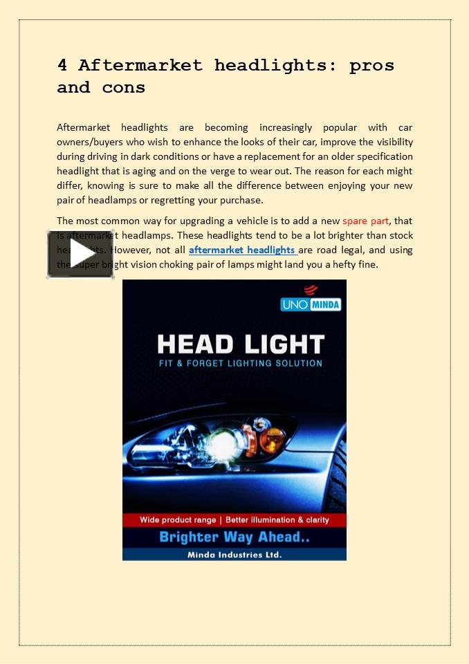 PPT 4 Aftermarket headlights pros and cons PowerPoint presentation
