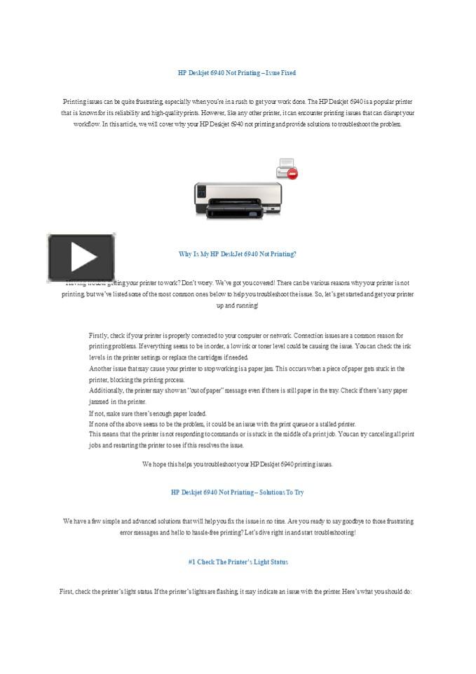 PPT HP Deskjet 6940 Not Printing Issue Fixed PowerPoint