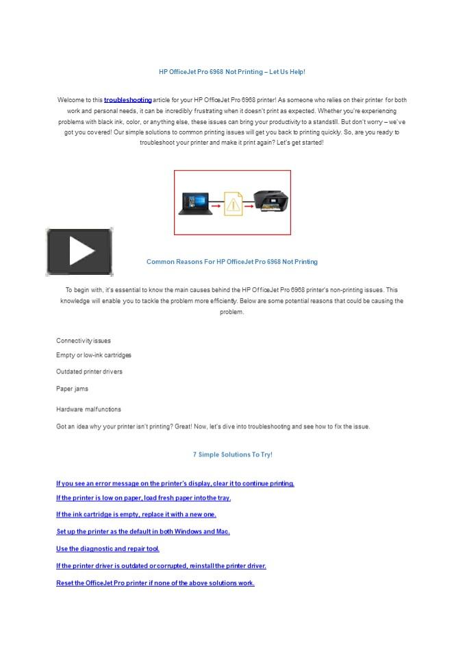PPT HP OfficeJet Pro 6968 Not Printing Let Us Help! PowerPoint