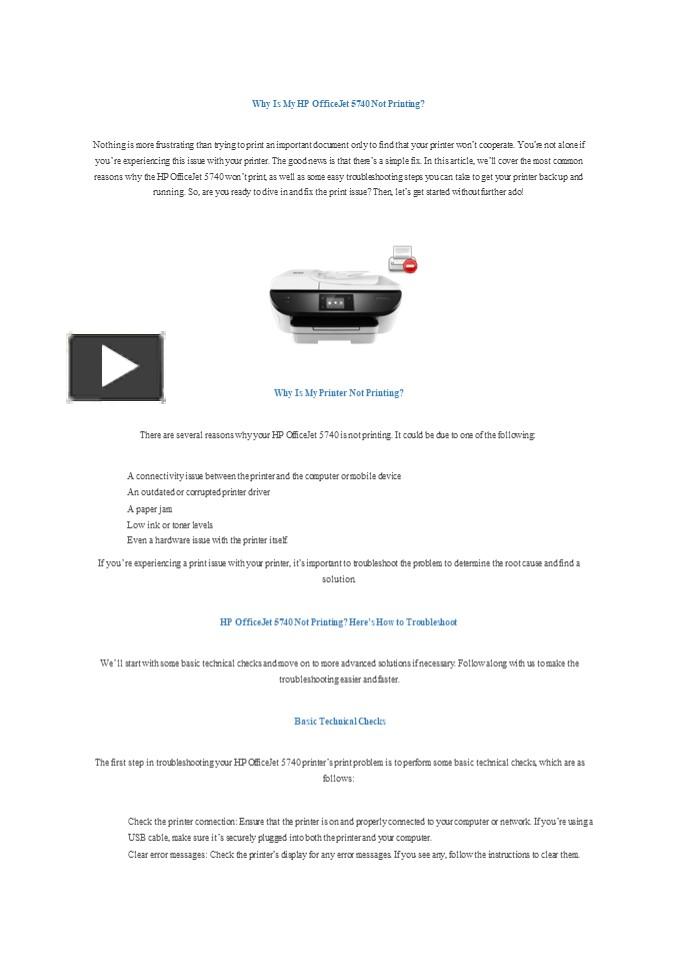 PPT Why Is My HP OfficeJet 5740 Not Printing? PowerPoint presentation