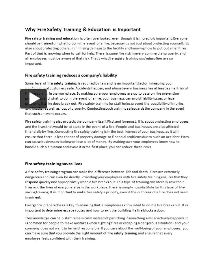 PPT Why Fire Safety Training & Education is Important PowerPoint