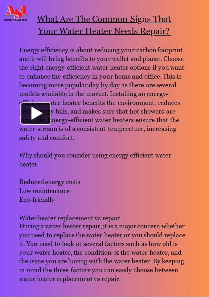 PPT What Are The Common Signs That Your Water Heater Needs Repair? (1