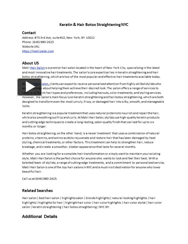 PPT Keratin & Hair Botox Straightening NYC PowerPoint presentation