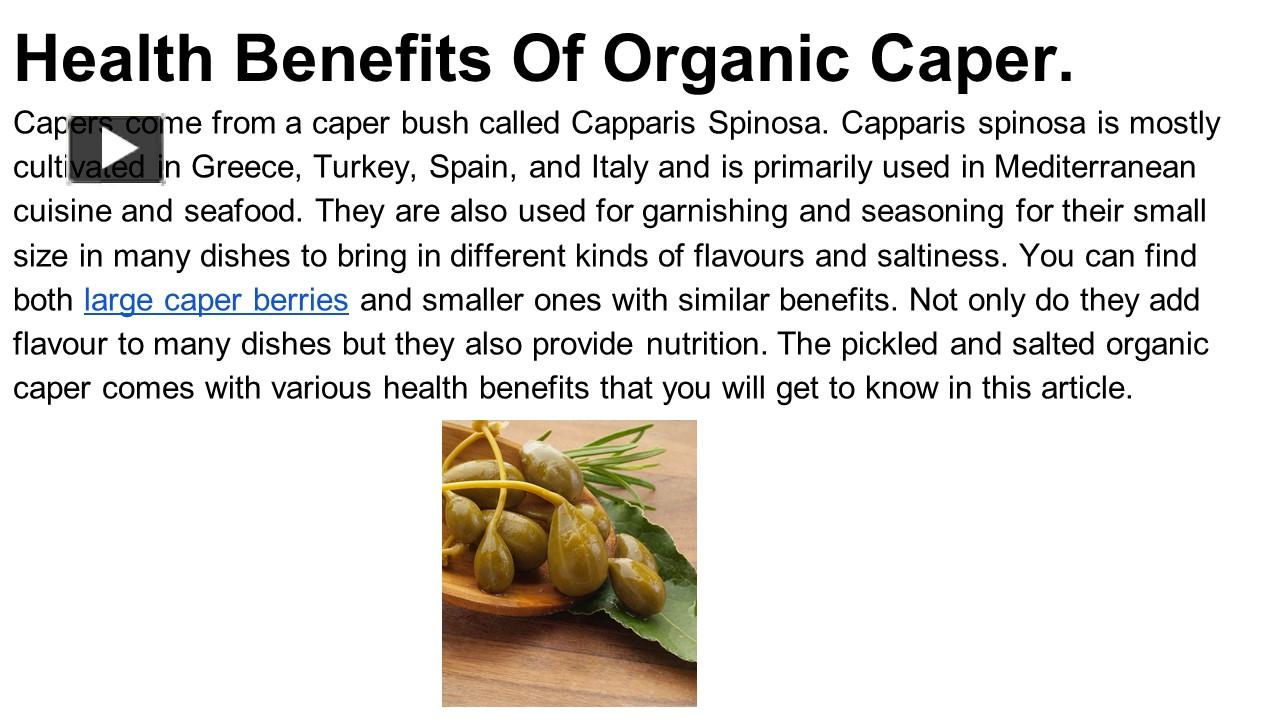 PPT Health Benefits Of Organic Caper. PowerPoint presentation free