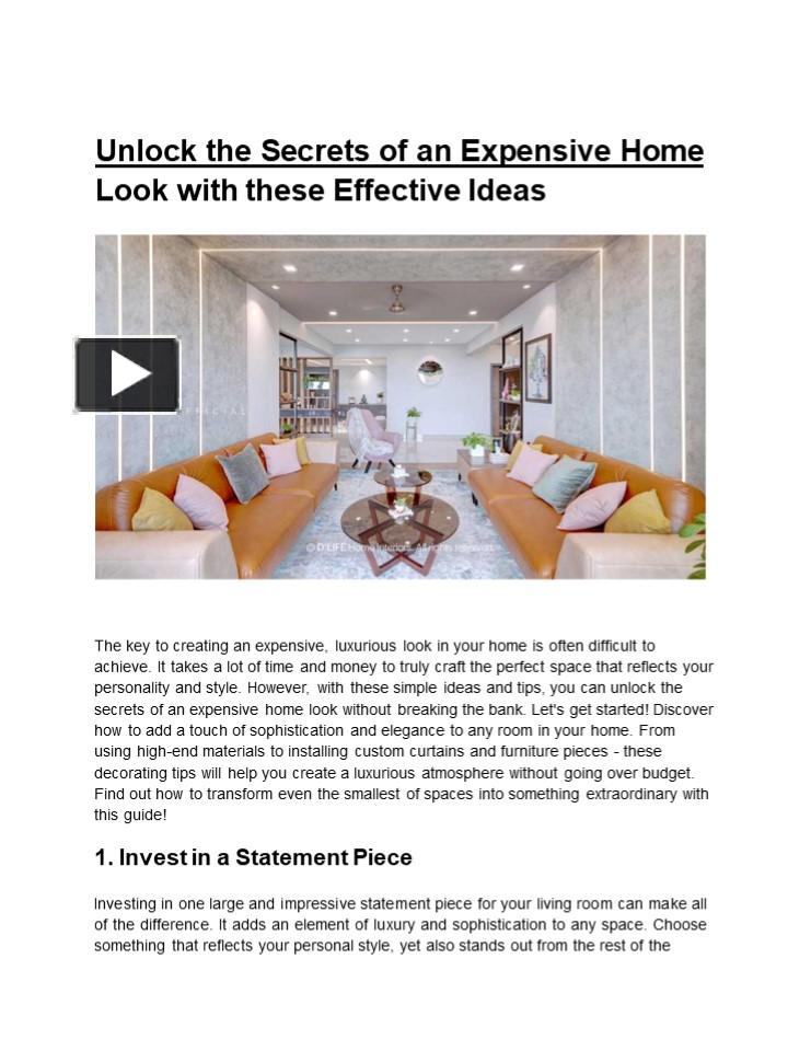 Unlock the Secrets of an Expensive Home Look with these Effective Ideas