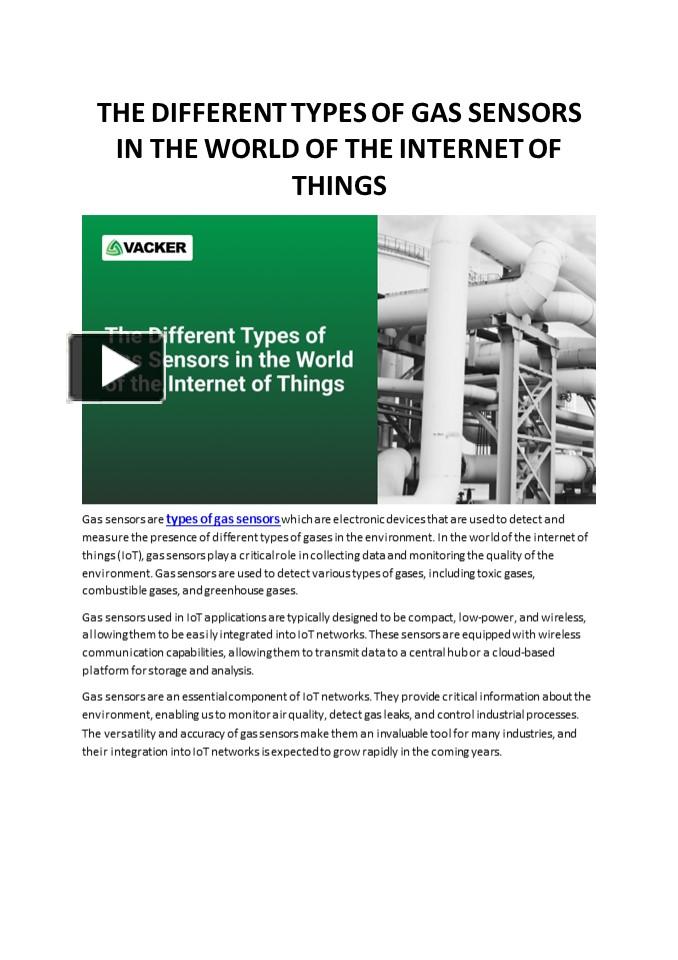 PPT THE DIFFERENT TYPES OF GAS SENSORS IN THE WORLD OF THE