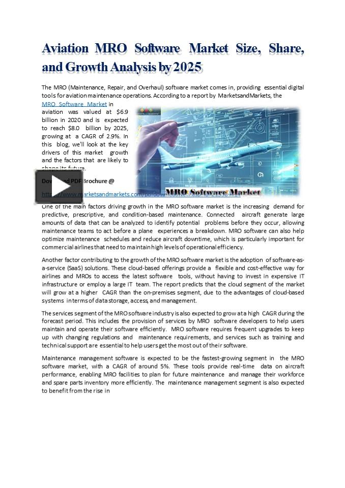 PPT Aviation MRO Software Market Size, Share, and Growth Analysis by