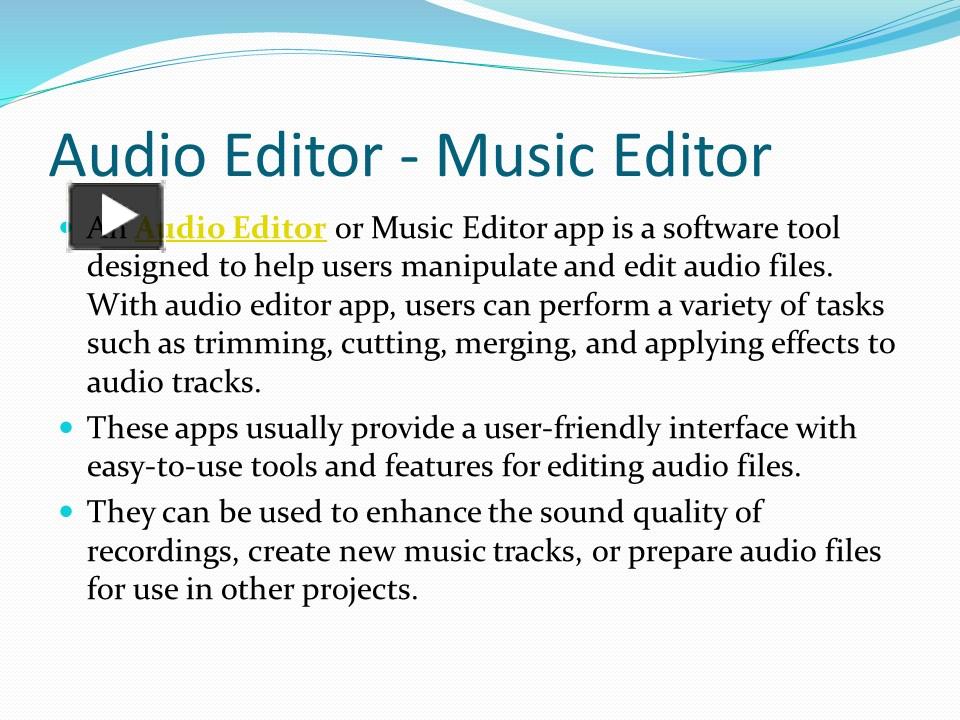 PPT Music Editor Audio Editor PowerPoint presentation free to