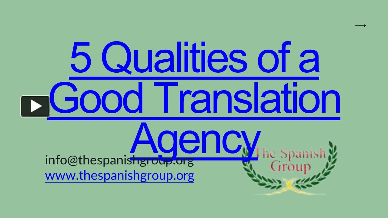 PPT 5 Qualities of a Good Translation Agency PowerPoint presentation