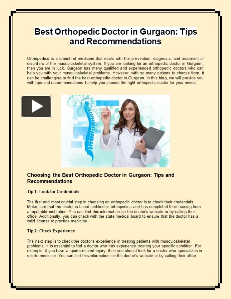 PPT Best Orthopedic Doctor in Gurgaon with 25 years of experience