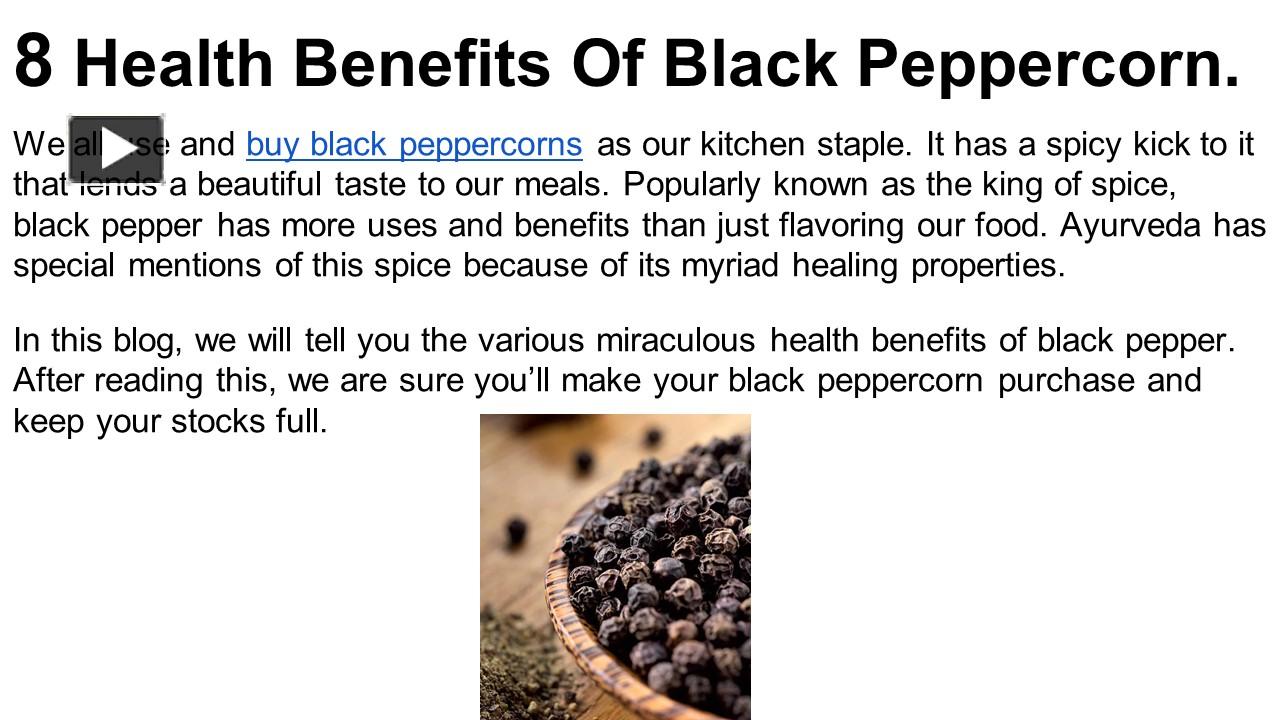 PPT 8 Health Benefits Of Black Peppercorn. PowerPoint presentation