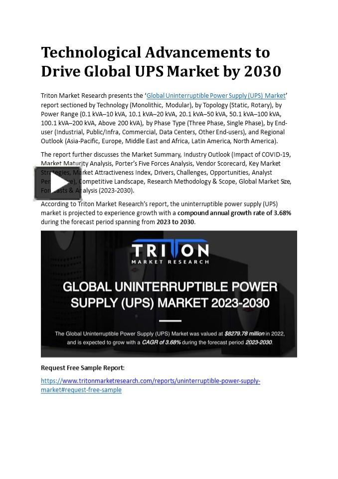 PPT Technological Advancements to Drive Global UPS Market by 2030
