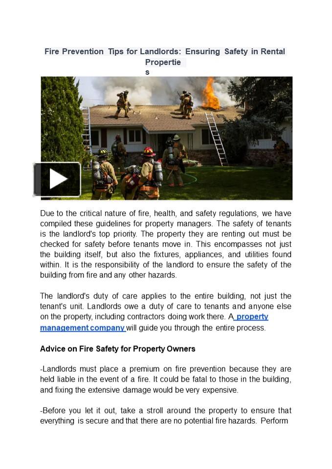 PPT Fire Prevention Tips for Landlords Ensuring Safety in Rental