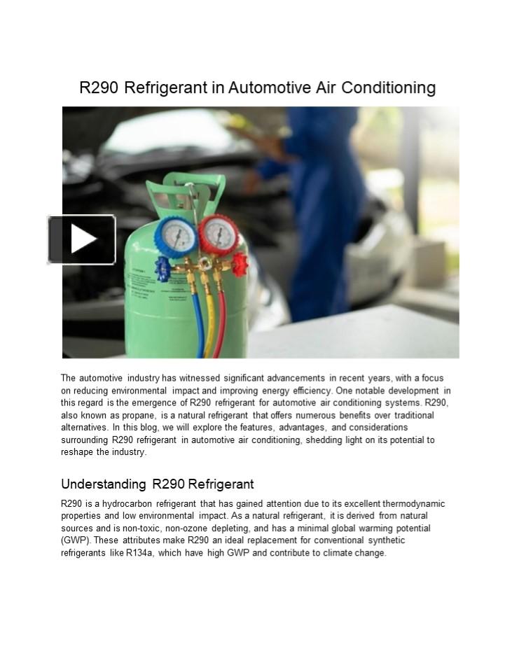 PPT R290 Refrigerant in Automotive Air Conditioning PowerPoint