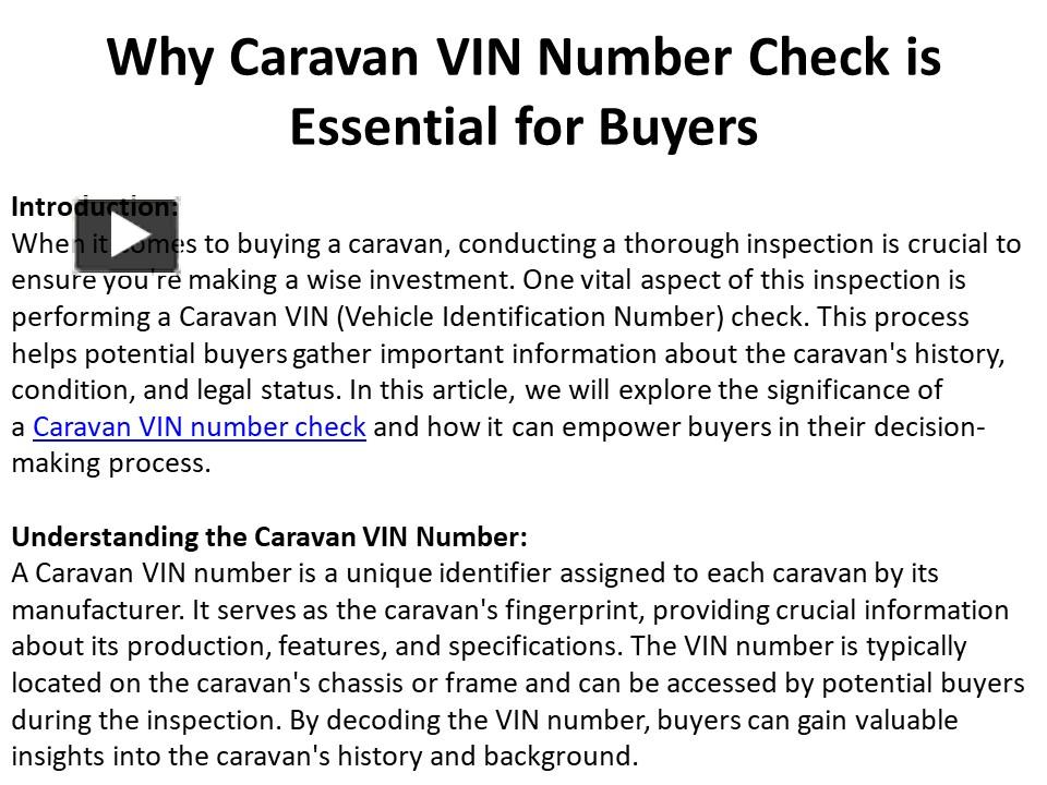 PPT Caravan VIN Number Check PowerPoint presentation free to