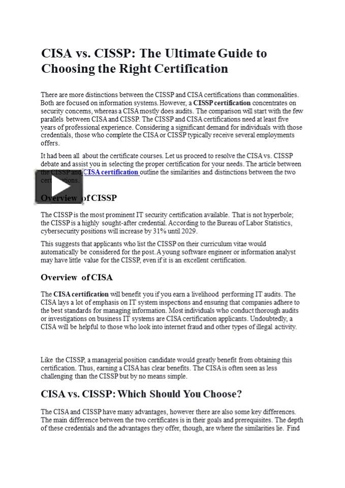 PPT CISAvs.CISSP_TheUltimateGuidetoChoosingtheRight