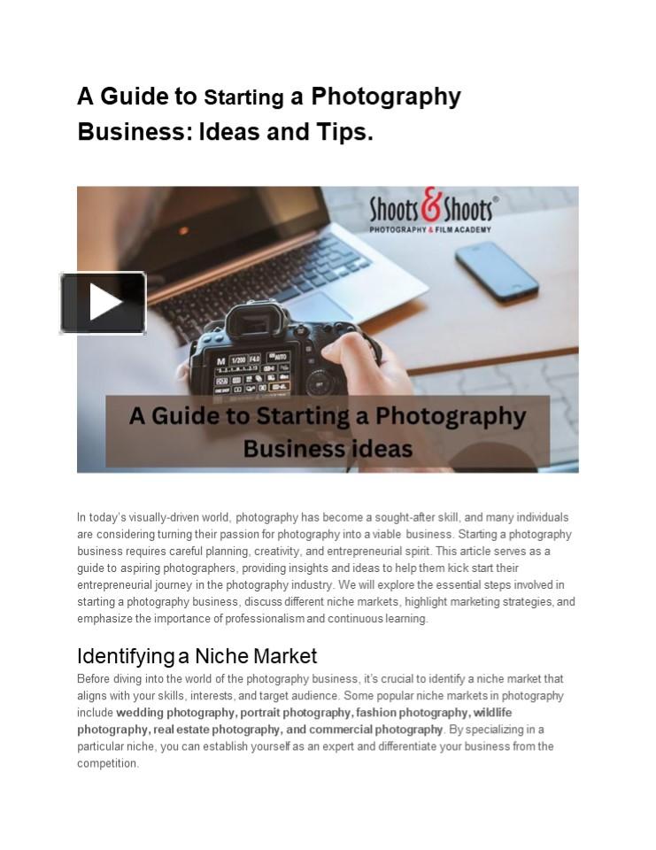 PPT A Guide to Starting a Photography Business Ideas and Tips (1