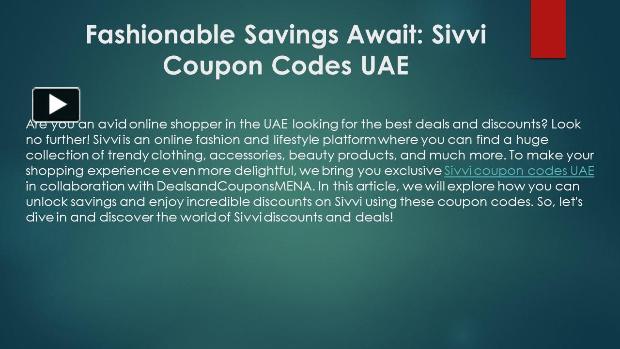 PPT Sivvi Coupon Code UAE 2023 PowerPoint presentation free to download id 971755ZTVhO