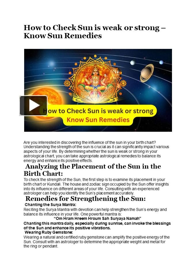 PPT How to Check Sun is weak or strong Know Sun Remedies PowerPoint