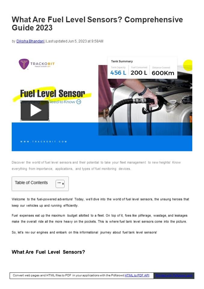 PPT What Are Fuel Level Sensors? Comprehensive Guide 2023 PowerPoint