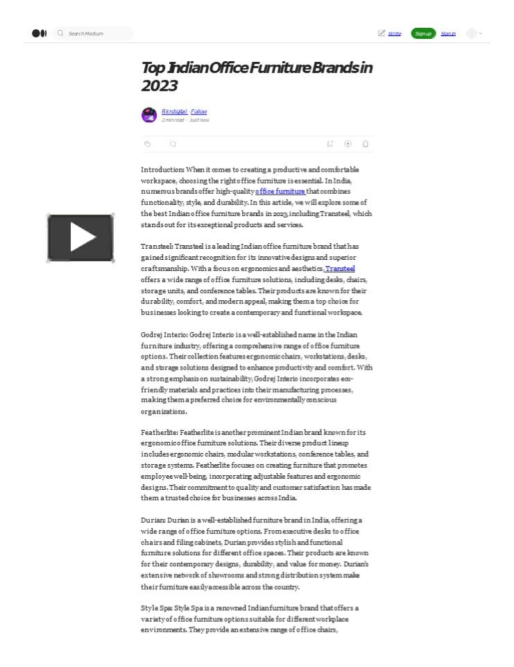 PPT Top Indian Office Furniture Brands in 2023 PowerPoint