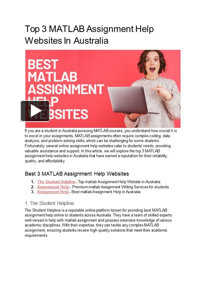 PPT Top 3 MATLAB Assignment Help sites In Australia PowerPoint