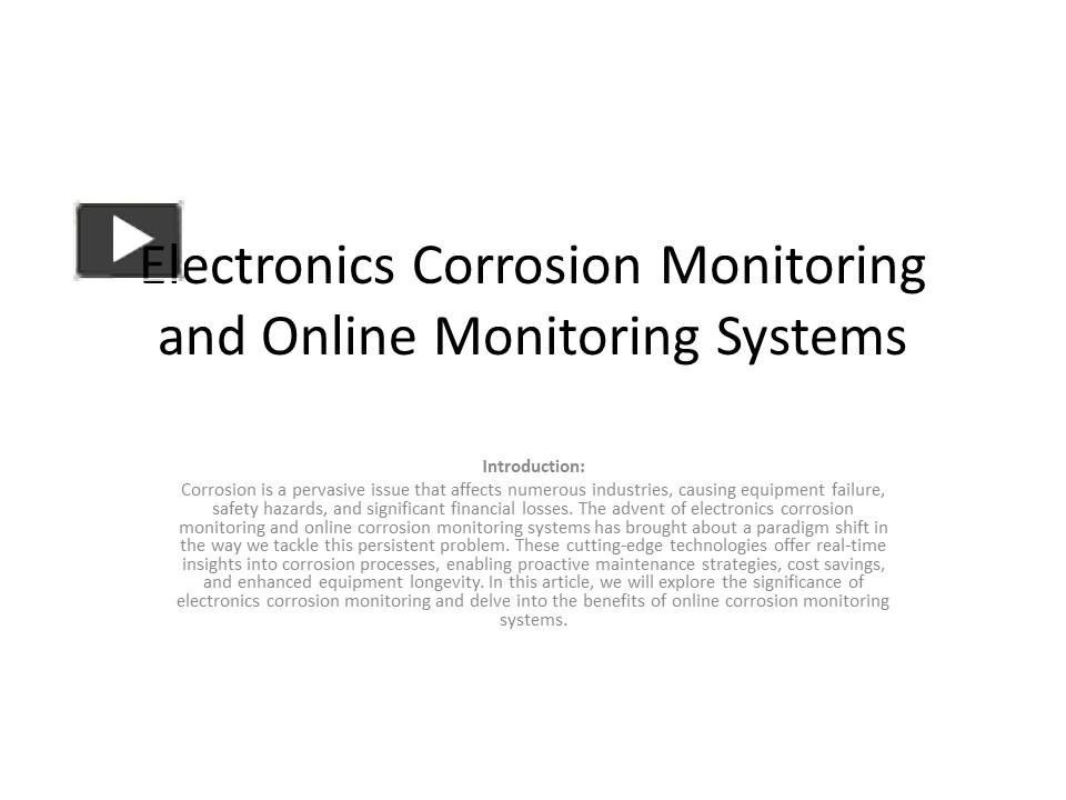 PPT Electronics Corrosion Monitoring and Online Monitoring Systems